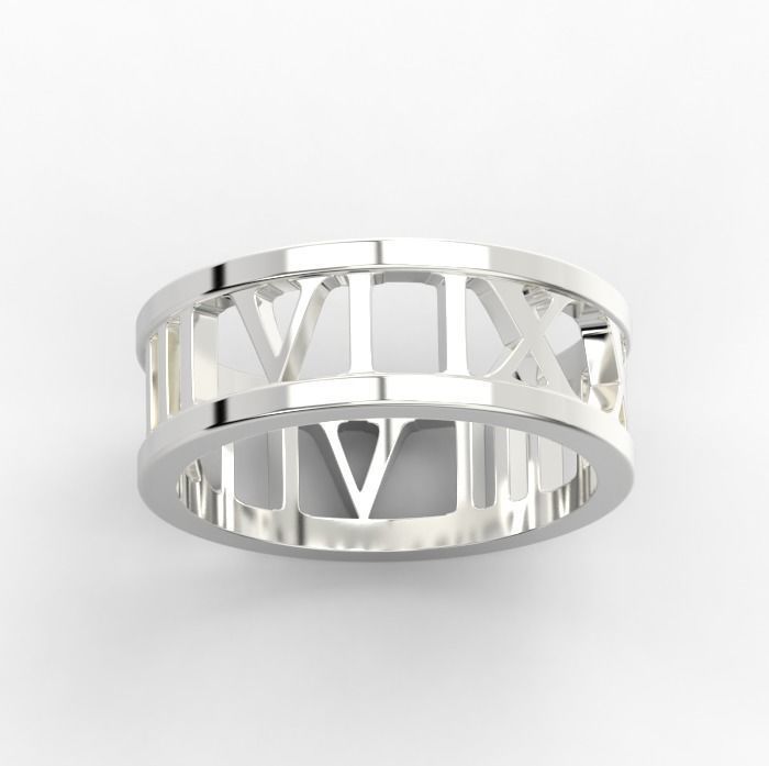 221122 R Ring with roman numbers IX III 3D print model_2