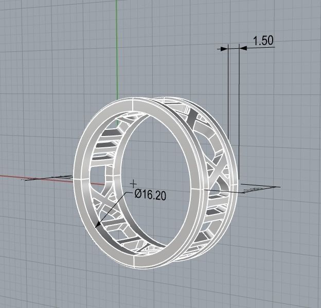 221122 R Ring with roman numbers IX III 3D print model_25