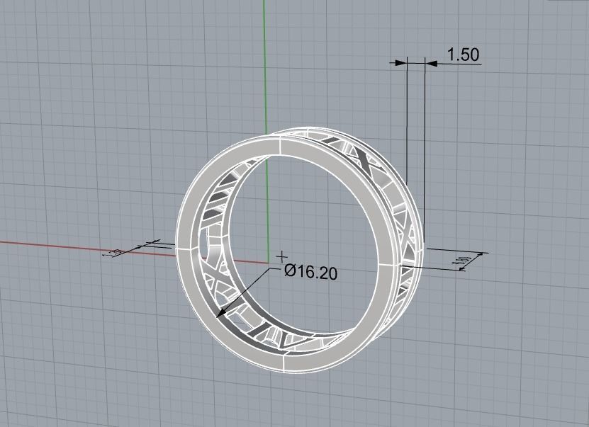 221122 R Ring with roman numbers IX III 3D print model_10