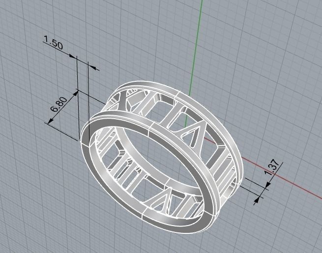 221122 R Ring with roman numbers IX III 3D print model_28