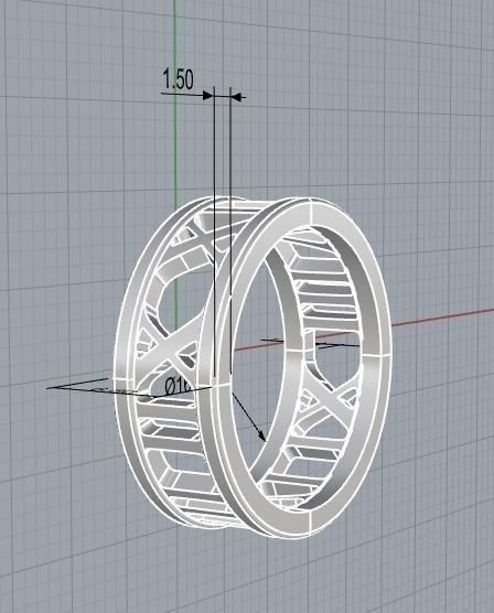 221122 R Ring with roman numbers IX III 3D print model_24