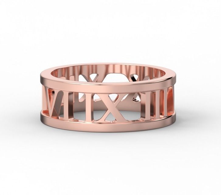 221122 R Ring with roman numbers IX III 3D print model_5