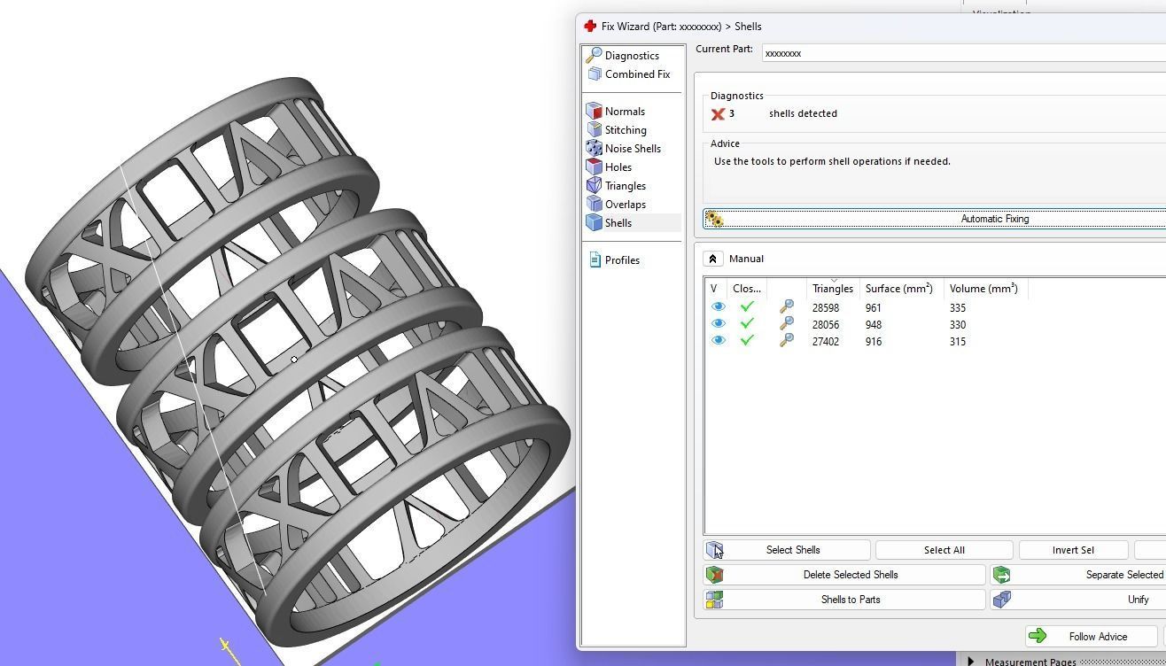 221122 R Ring with roman numbers IX III 3D print model_7