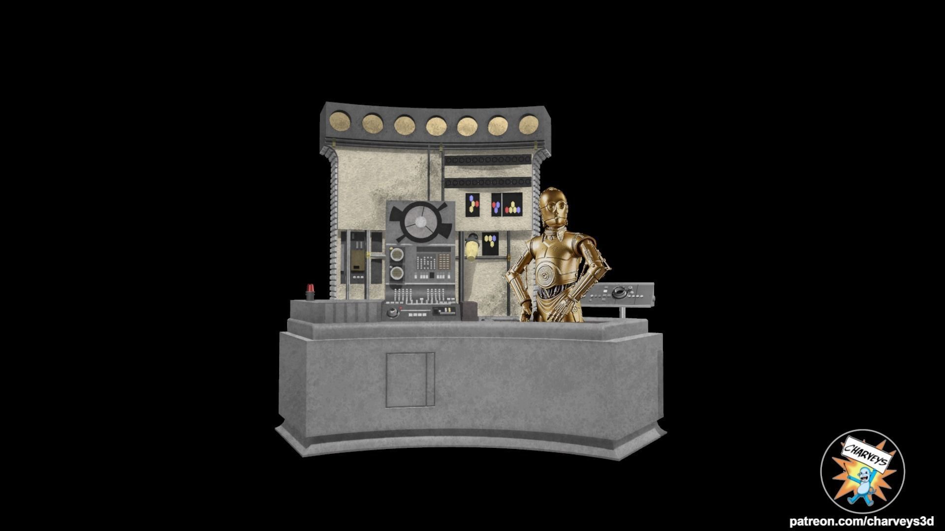 Star Wars Lars Garage Oil Bath Diorama for action figures 3D print model_1