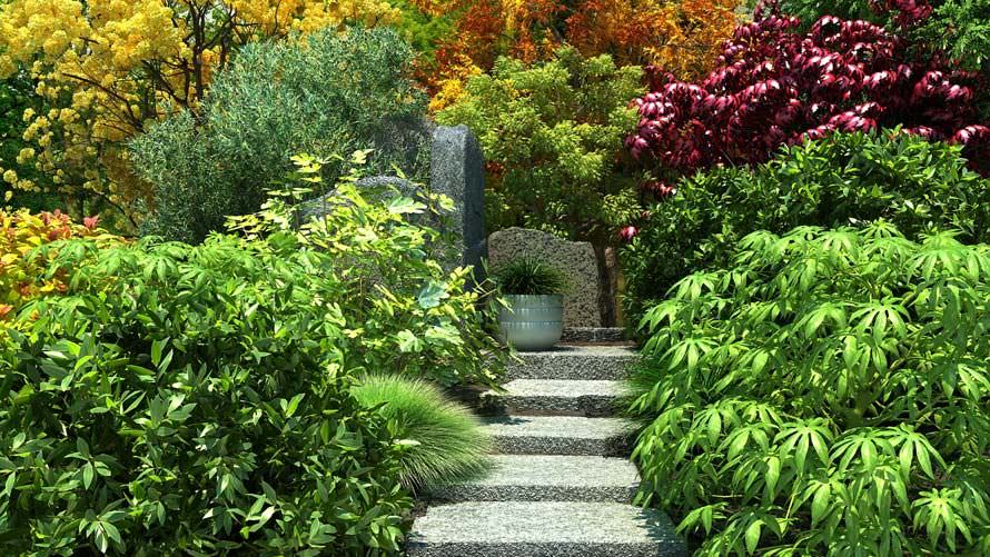 Realistic Plants Collection garden with trees and grass 3D model_2