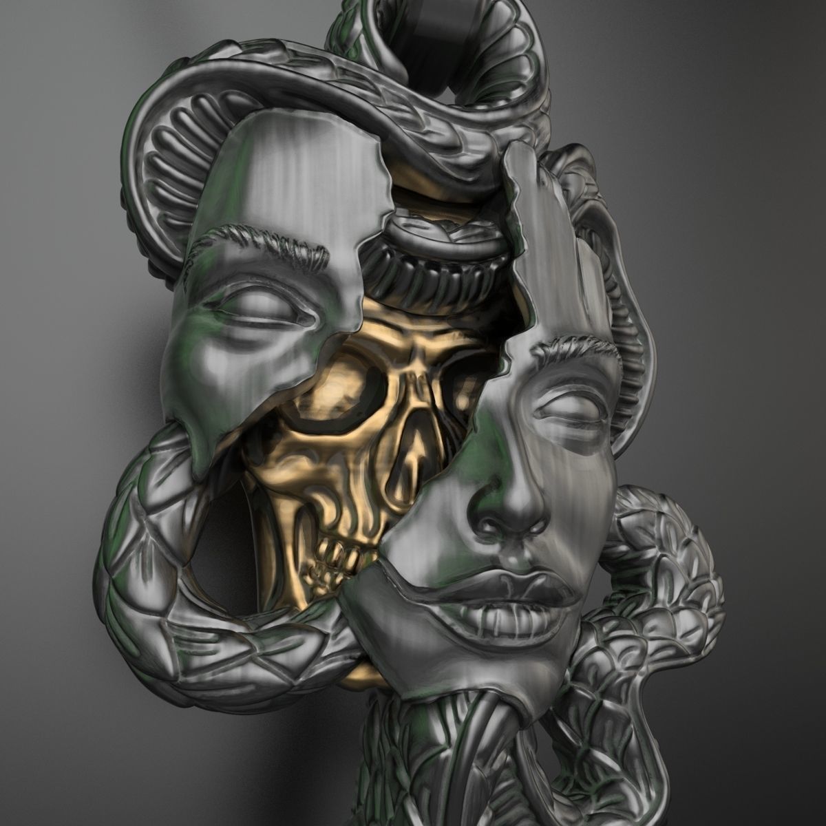 skull face 3D print model_2