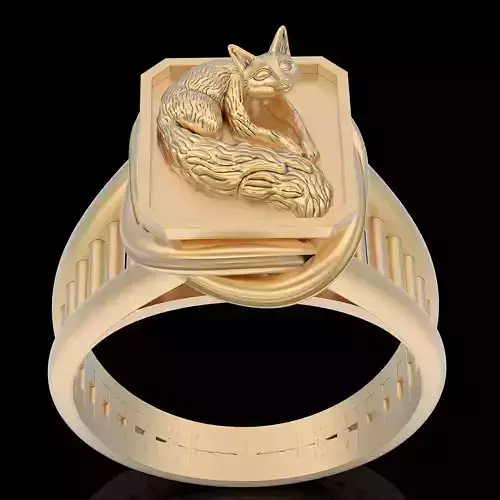 Fox ring silver gold sterling printable jewelry 3D model