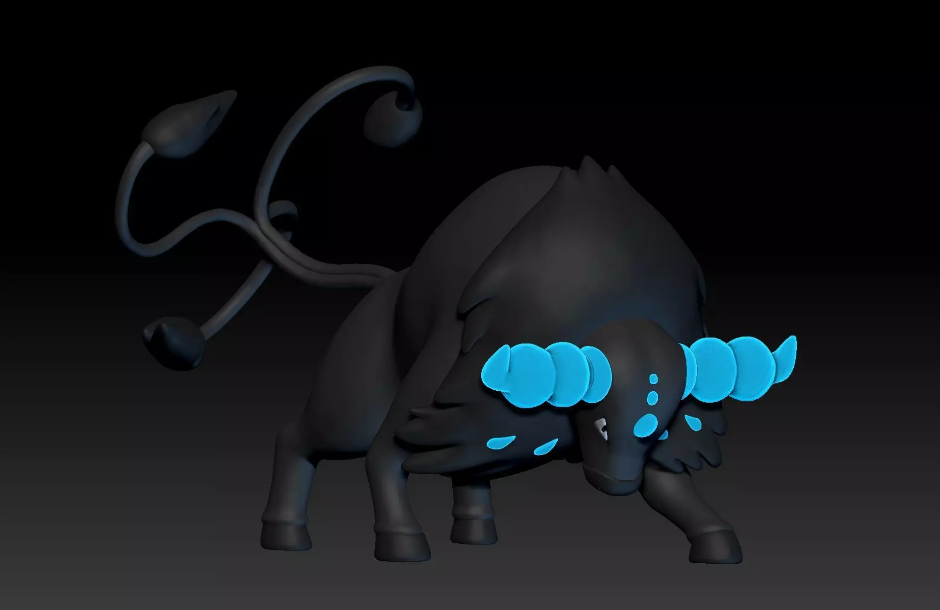 Pokemon Paldean Tauros Aqua Breed 3D print model