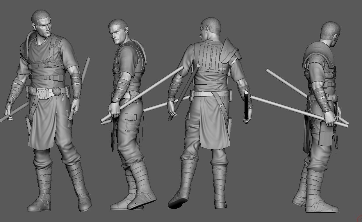 Starkiller statue of star wars character 3D print model_3
