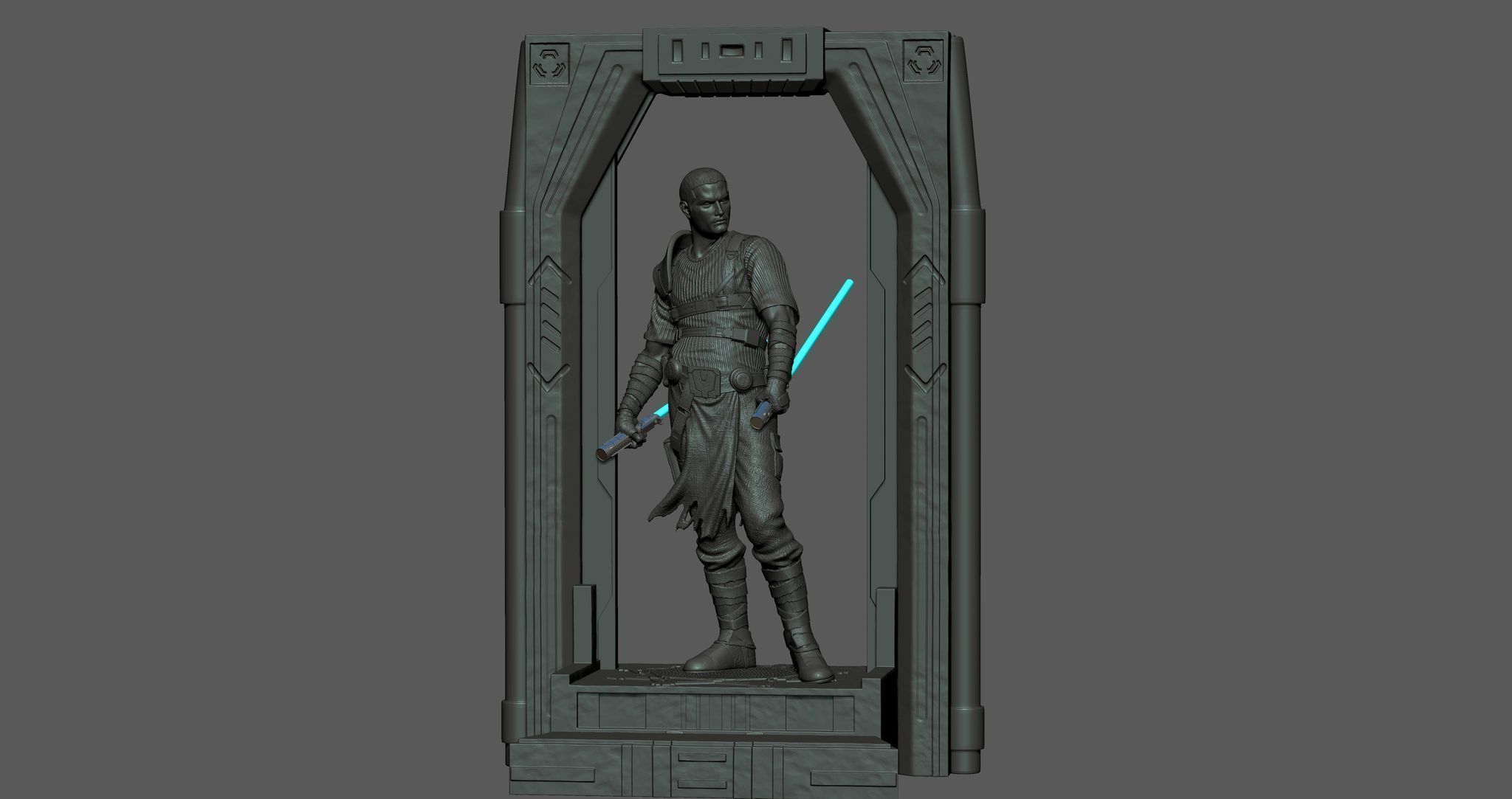 Starkiller statue of star wars character 3D print model_1