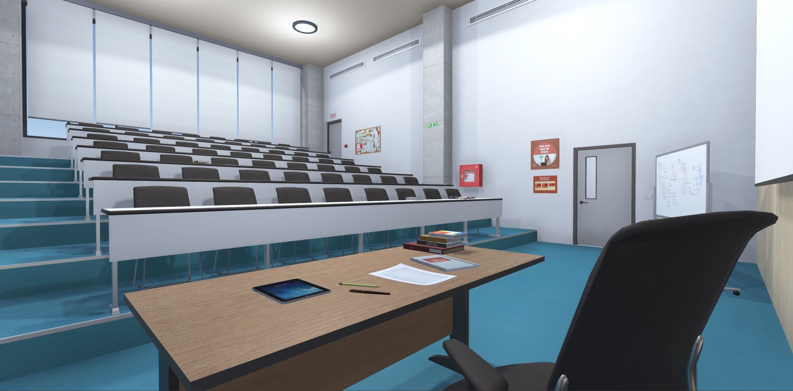 University classroom 2 Low-poly 3D model_4