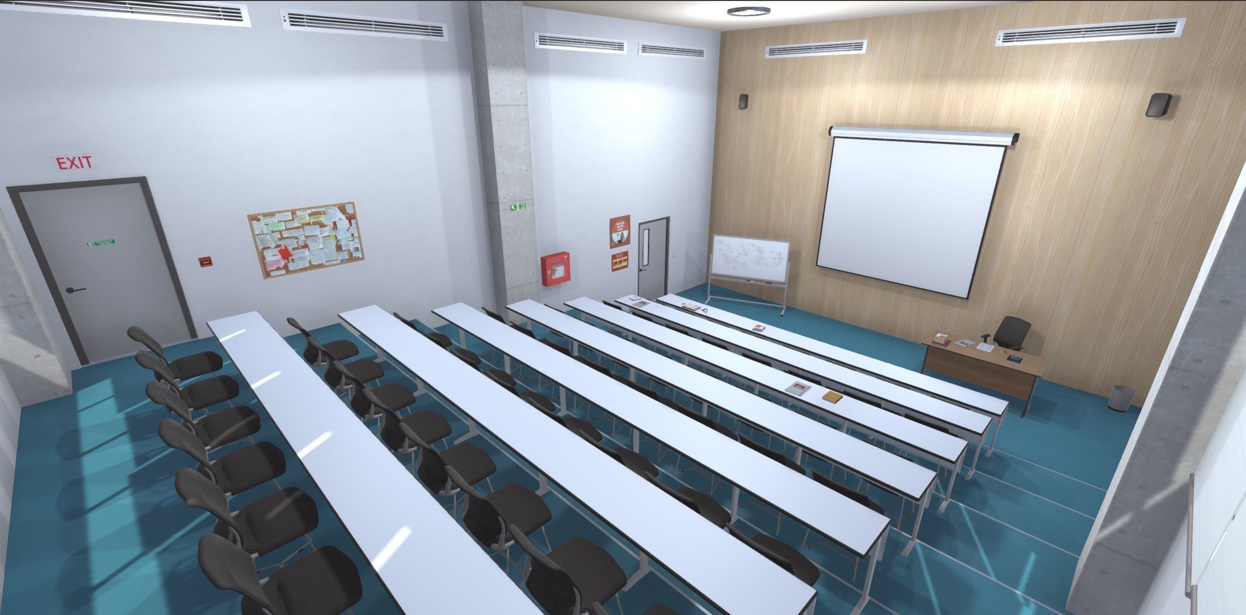 University classroom 2 Low-poly 3D model_5