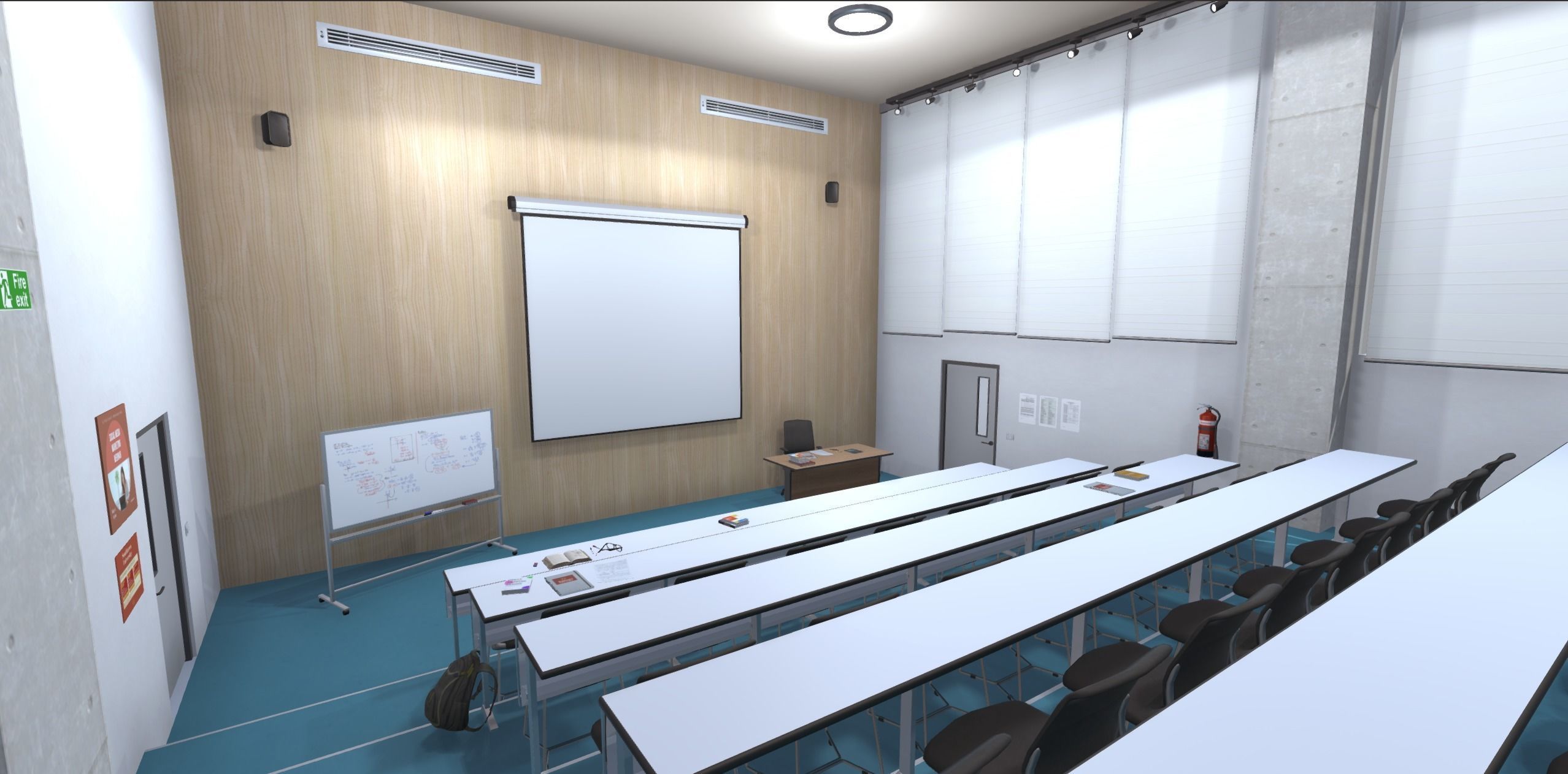 University classroom 2 Low-poly 3D model_9
