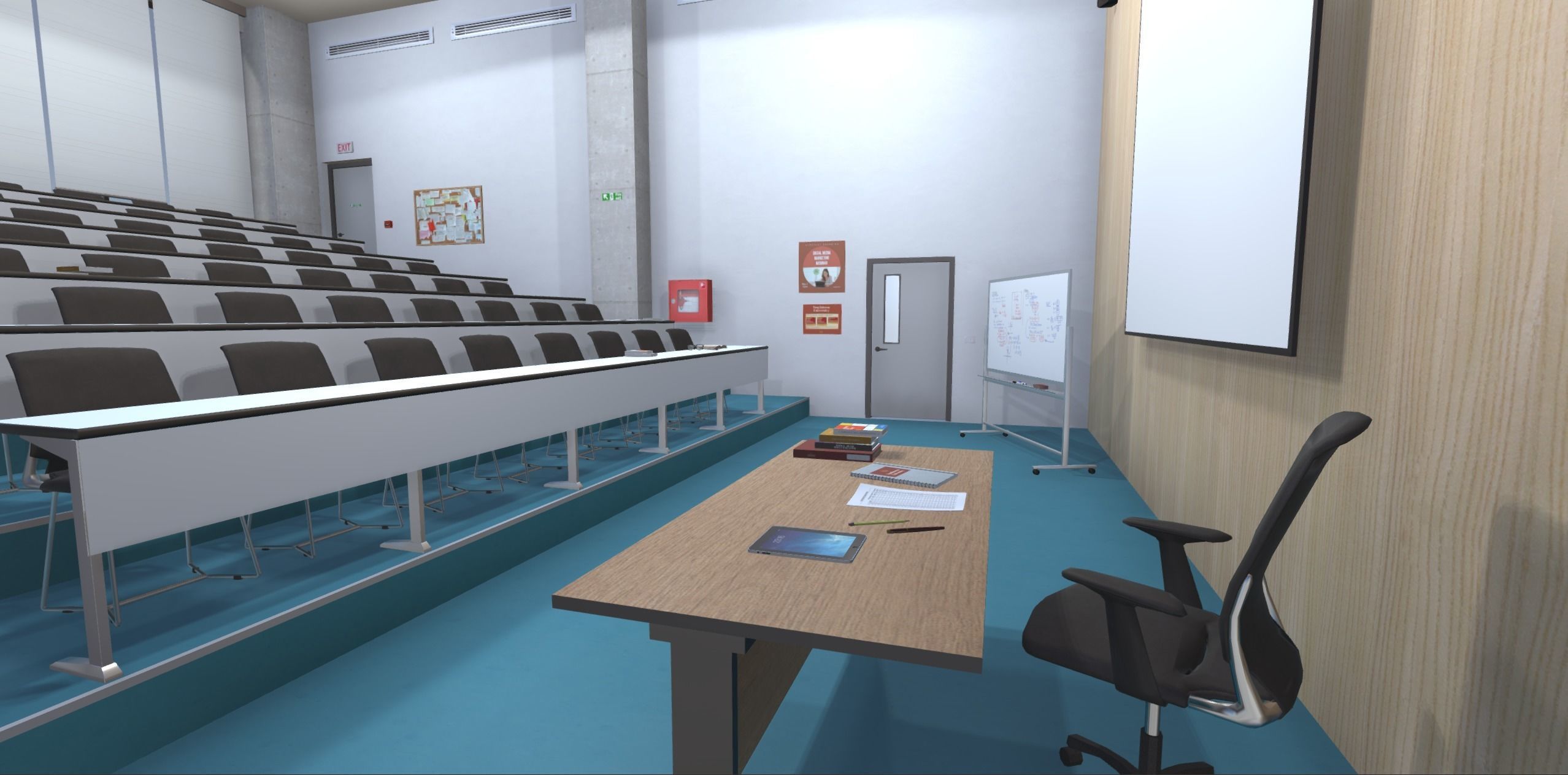 University classroom 2 Low-poly 3D model_8