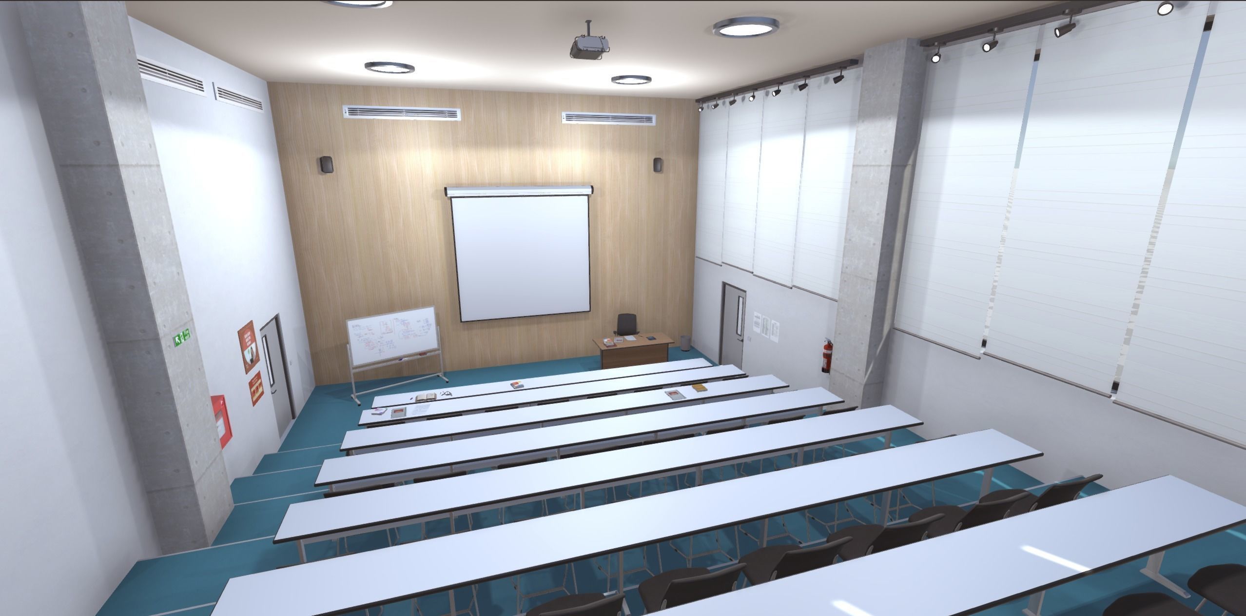 University classroom 2 Low-poly 3D model_2
