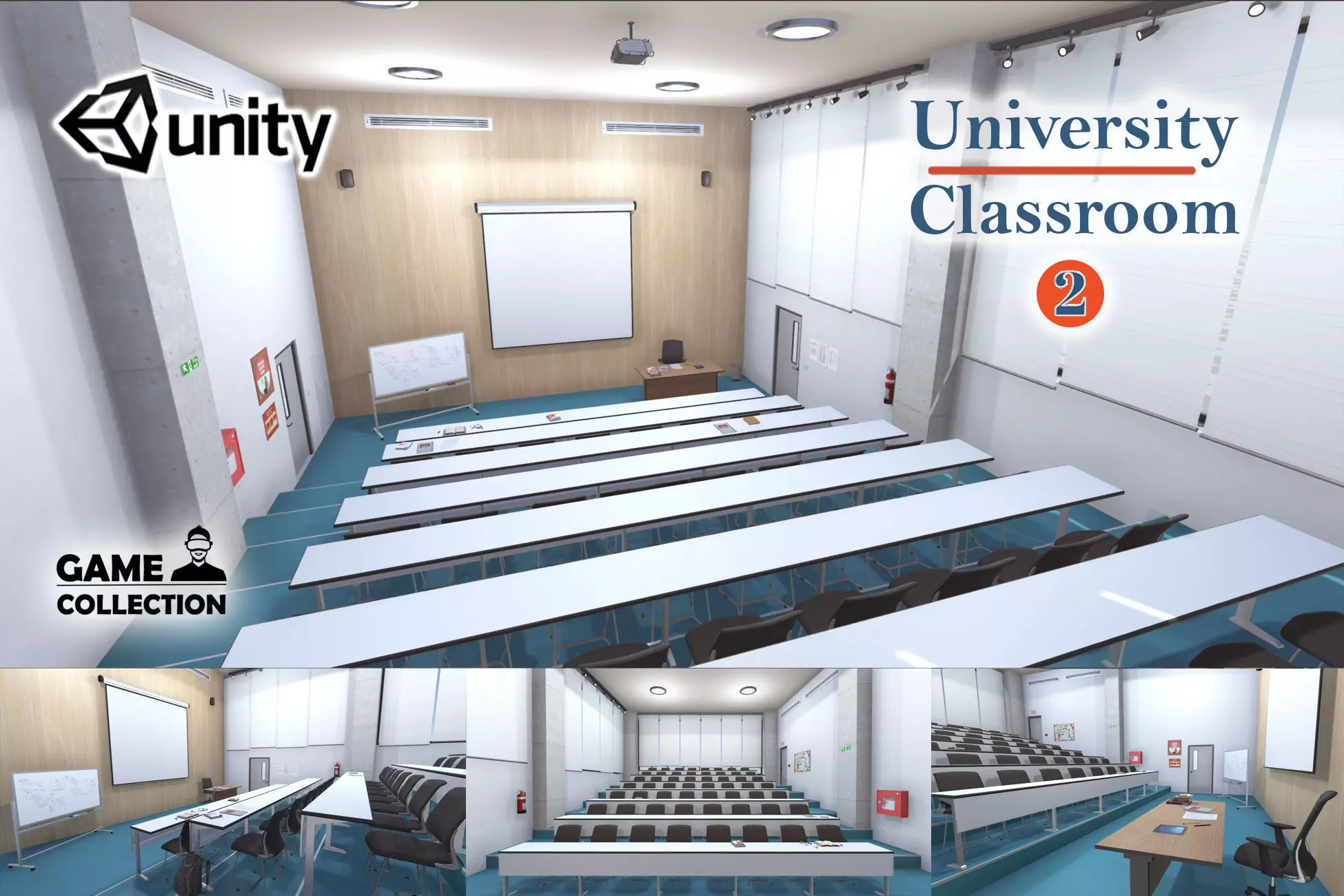 University classroom 2 Low-poly 3D model_0