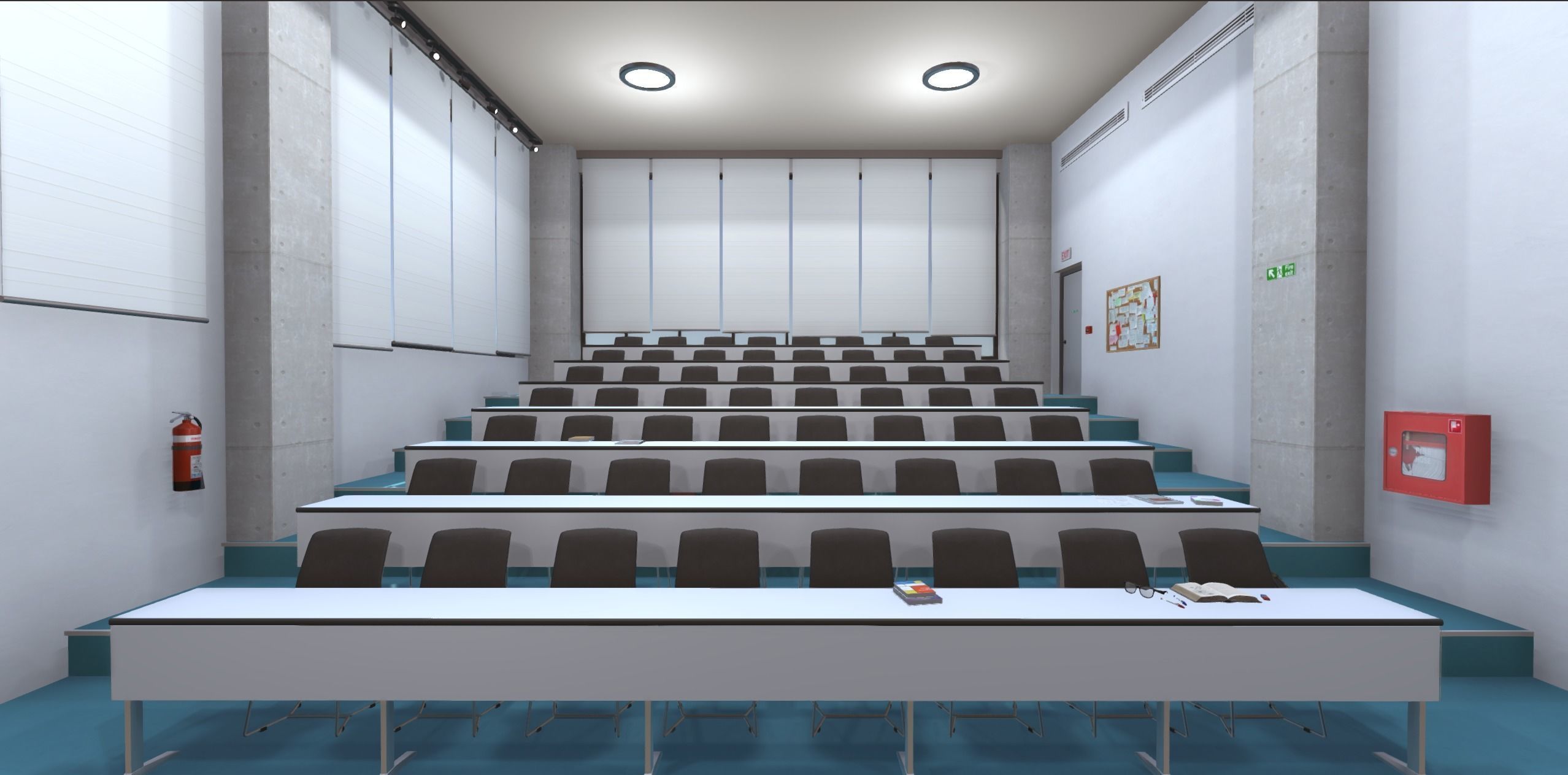 University classroom 2 Low-poly 3D model_7