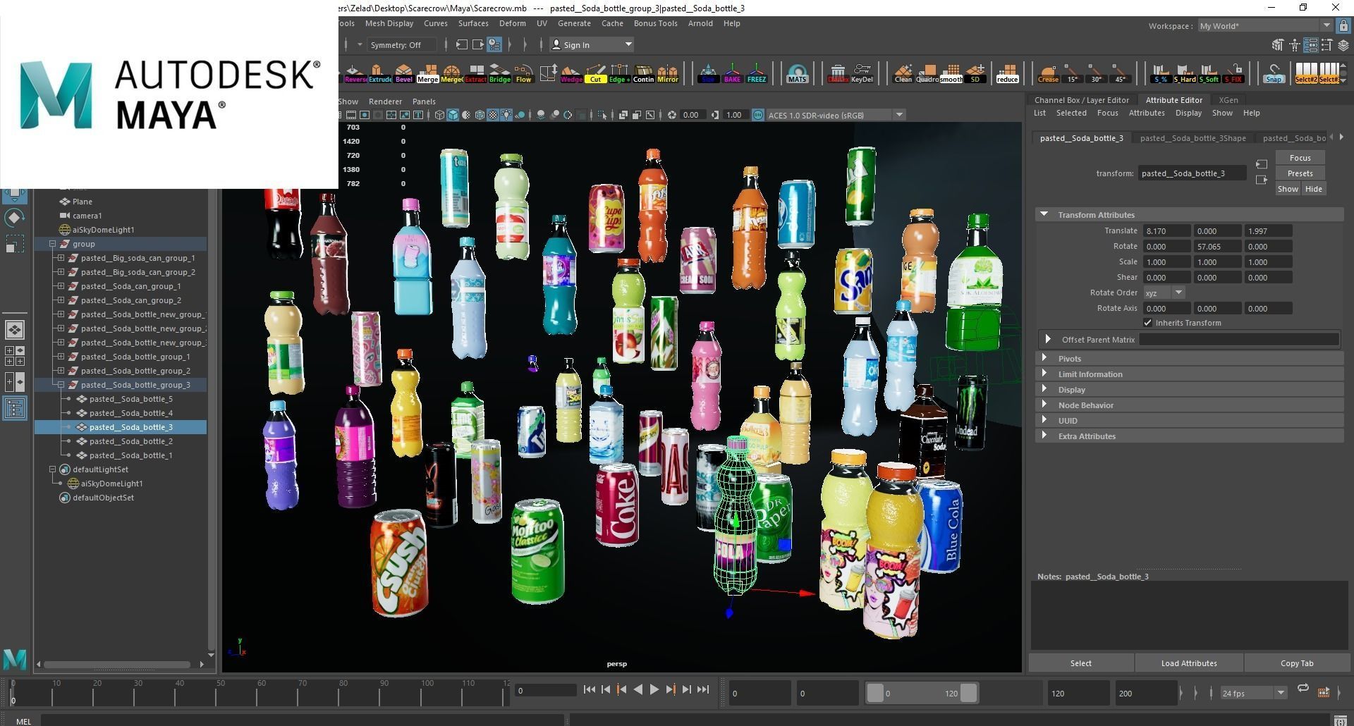 Soda bottles Can drinks Low-poly 3D model_13