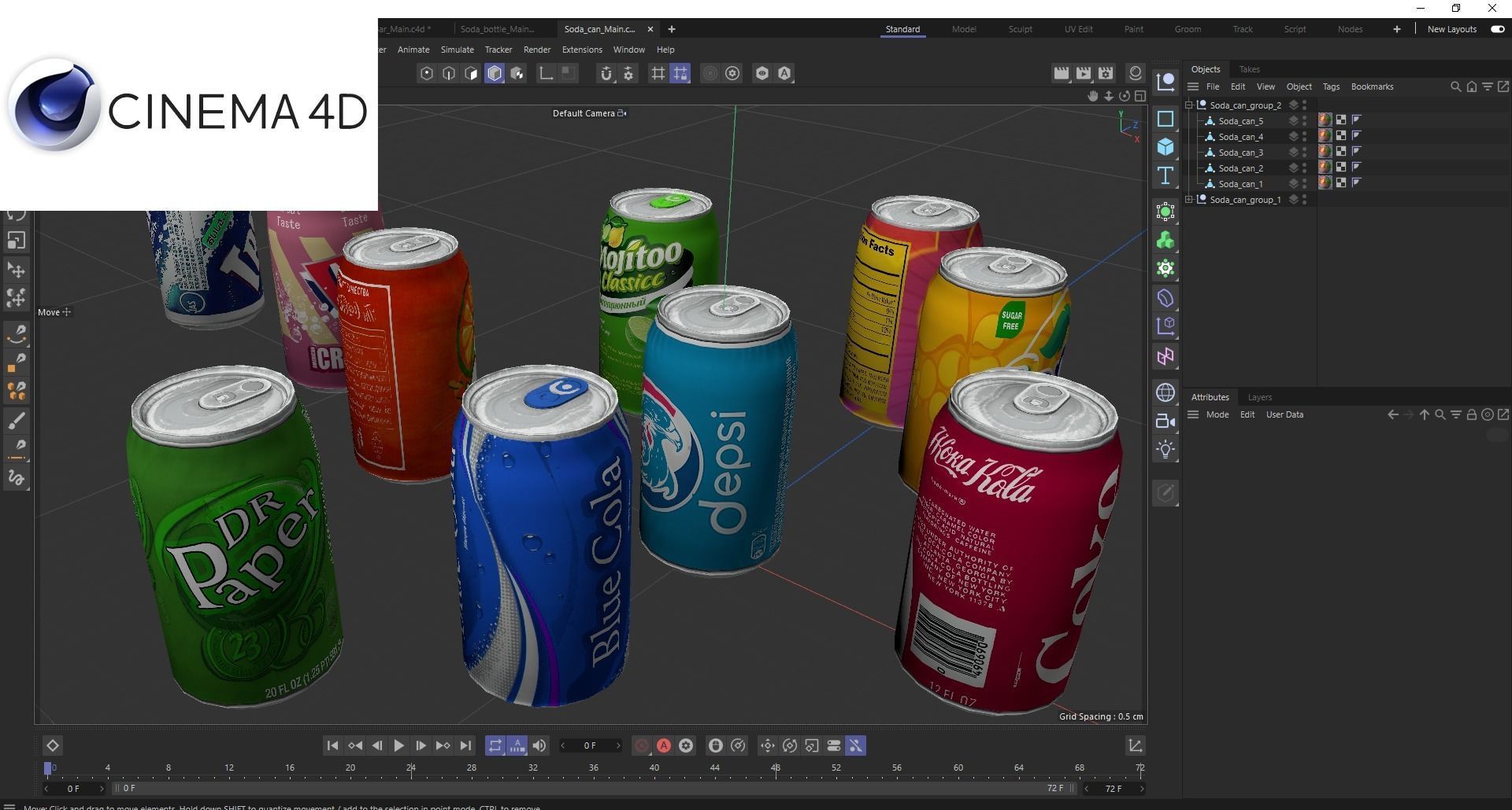 Soda bottles Can drinks Low-poly 3D model_15