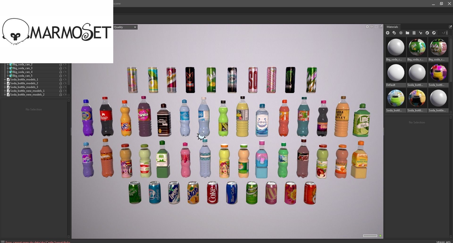 Soda bottles Can drinks Low-poly 3D model_16