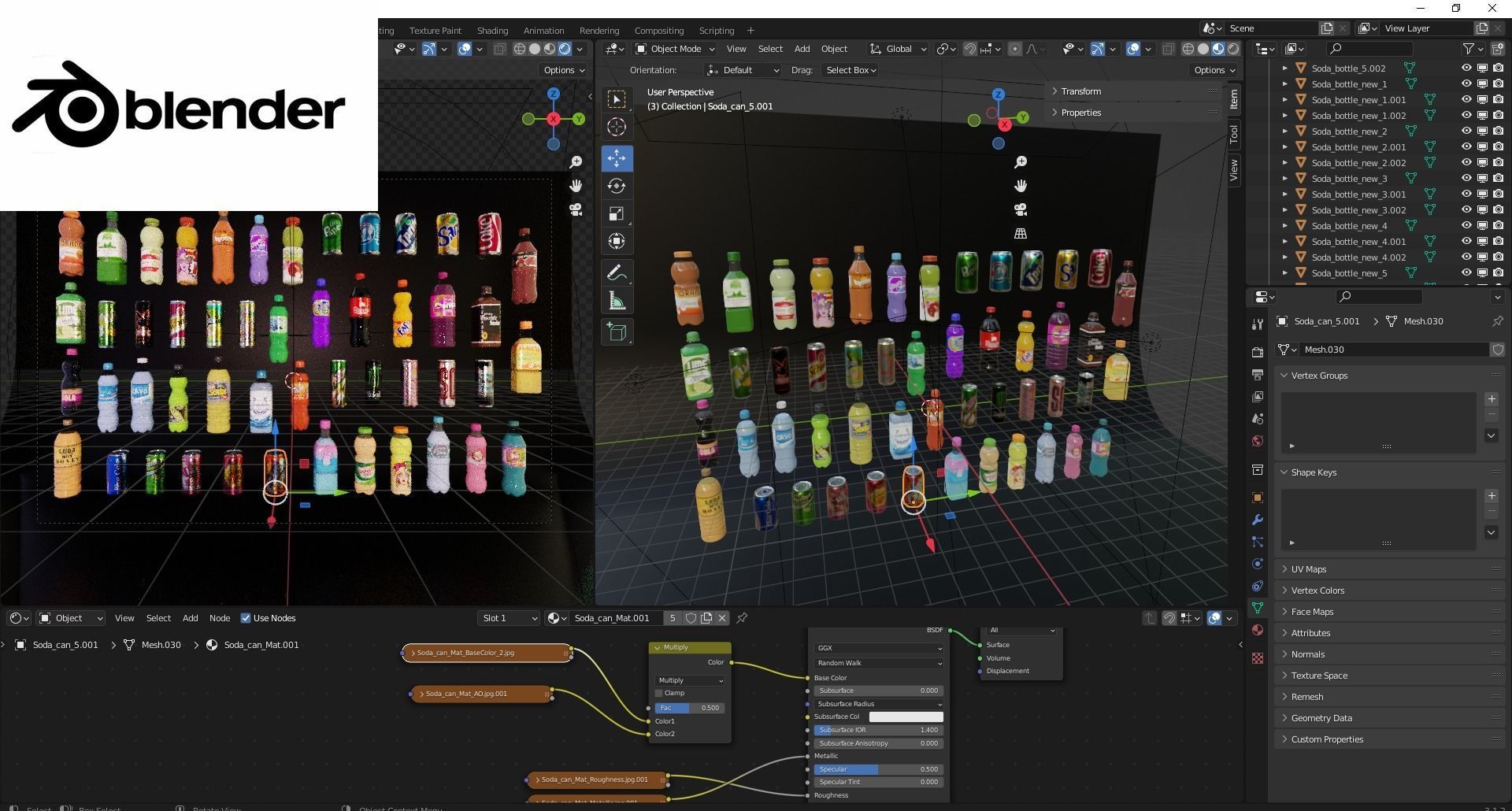 Soda bottles Can drinks Low-poly 3D model_11