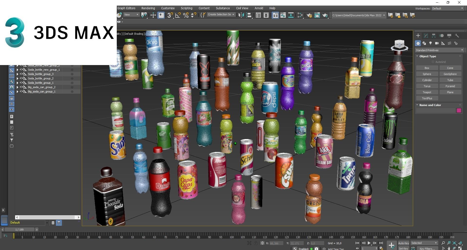 Soda bottles Can drinks Low-poly 3D model_17
