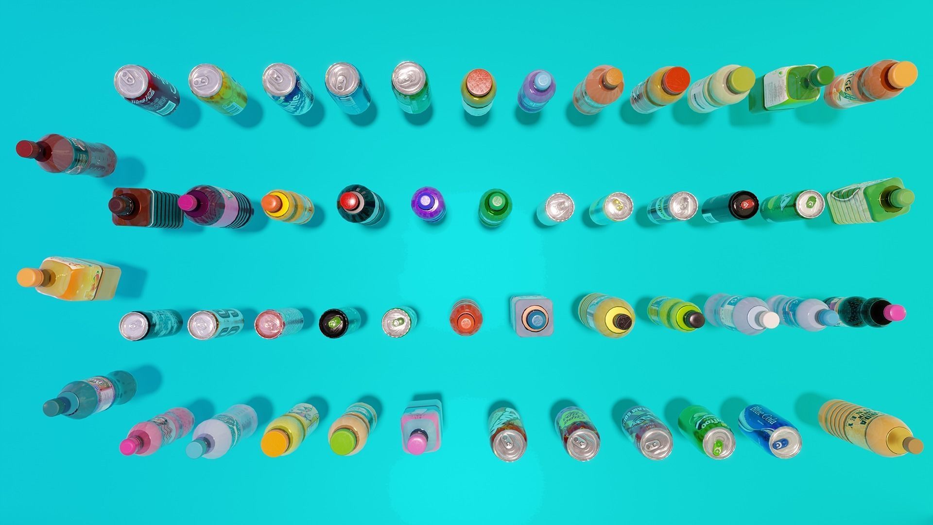 Soda bottles Can drinks Low-poly 3D model_5