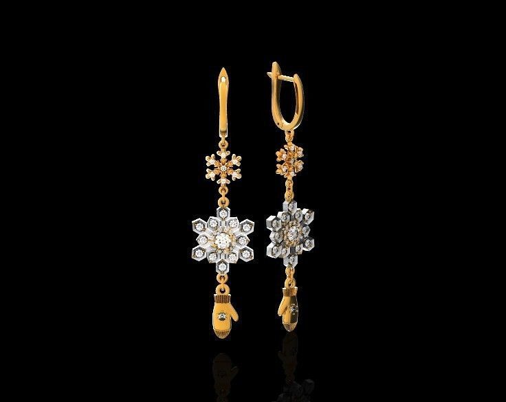 Dangling snowflake earrings and mittens 675 3D print model_25