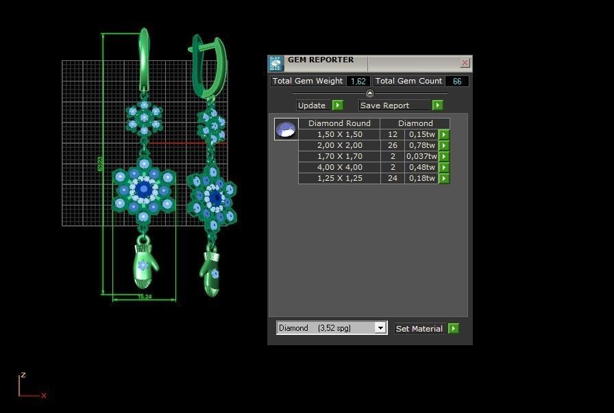 Dangling snowflake earrings and mittens 675 3D print model_4