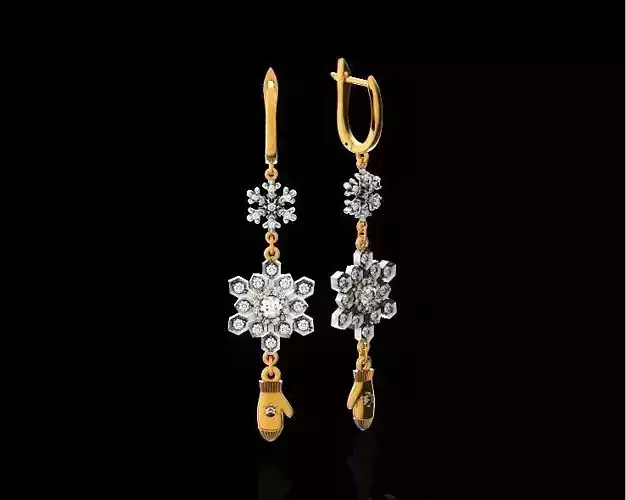 Dangling snowflake earrings and mittens 675
