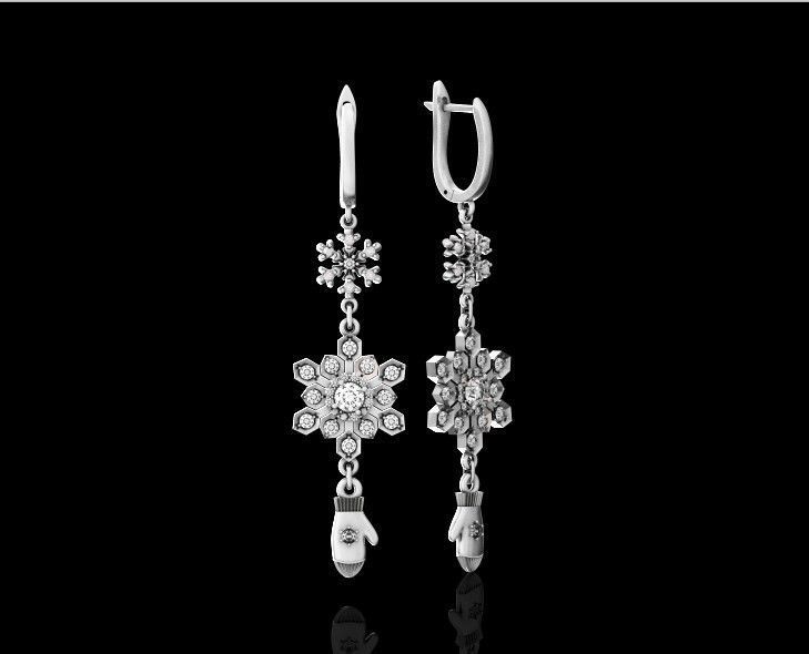Dangling snowflake earrings and mittens 675 3D print model_32