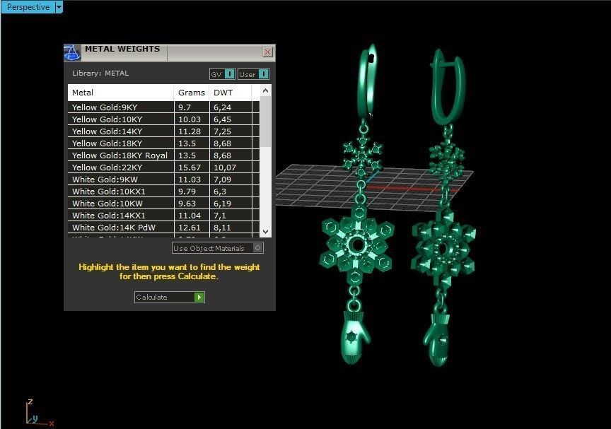 Dangling snowflake earrings and mittens 675 3D print model_5