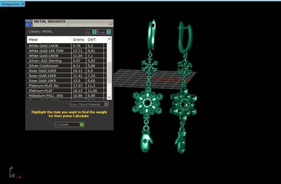 Dangling snowflake earrings and mittens 675 3D print model_6