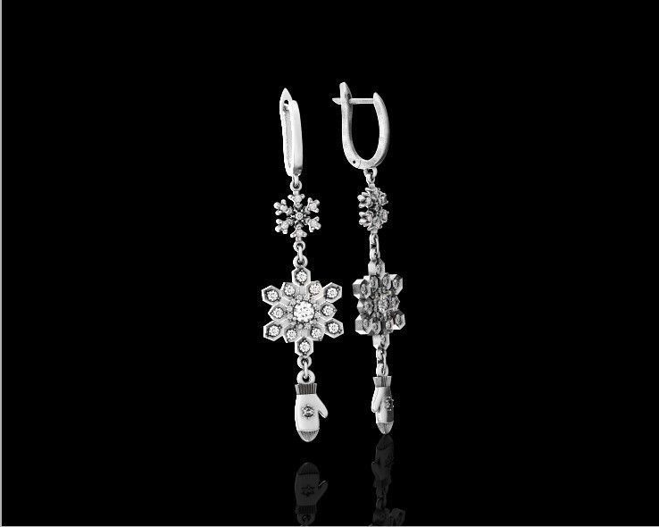Dangling snowflake earrings and mittens 675 3D print model_14