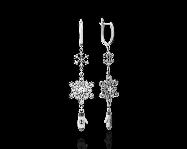 Dangling snowflake earrings and mittens 675 3D print model_16