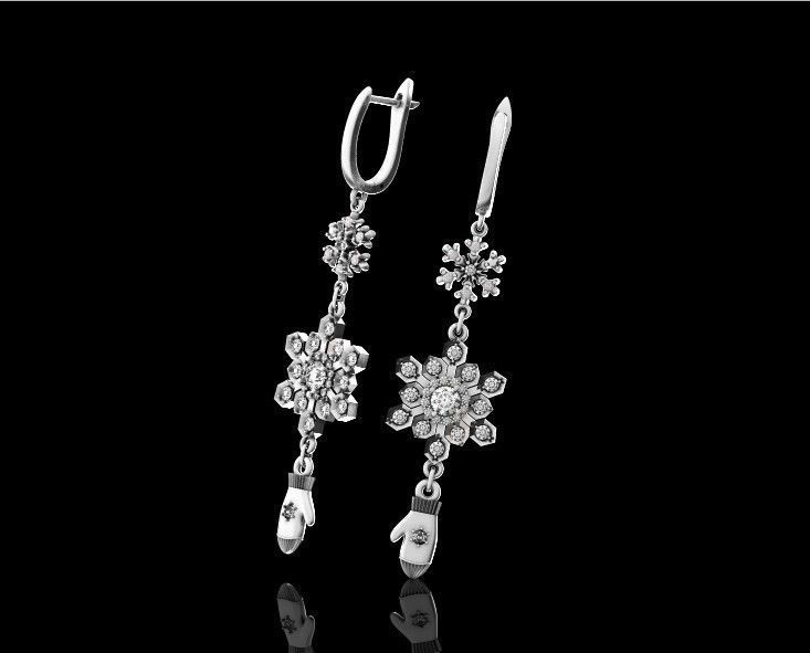Dangling snowflake earrings and mittens 675 3D print model_18