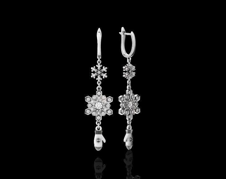 Dangling snowflake earrings and mittens 675 3D print model_29