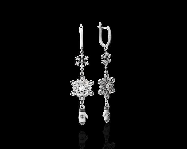Dangling snowflake earrings and mittens 675 3D print model_31