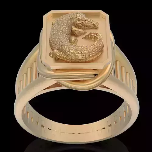 Crocodile ring silver gold sterling printable jewelry 3D model