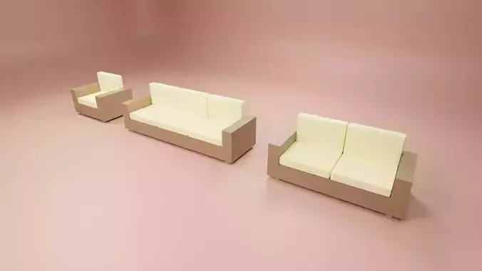 Low poly Sofa three sofas