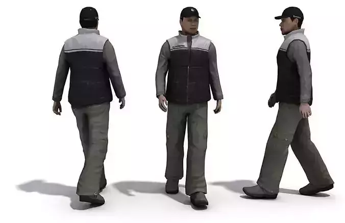 Realistic People Collection man in vest and hat