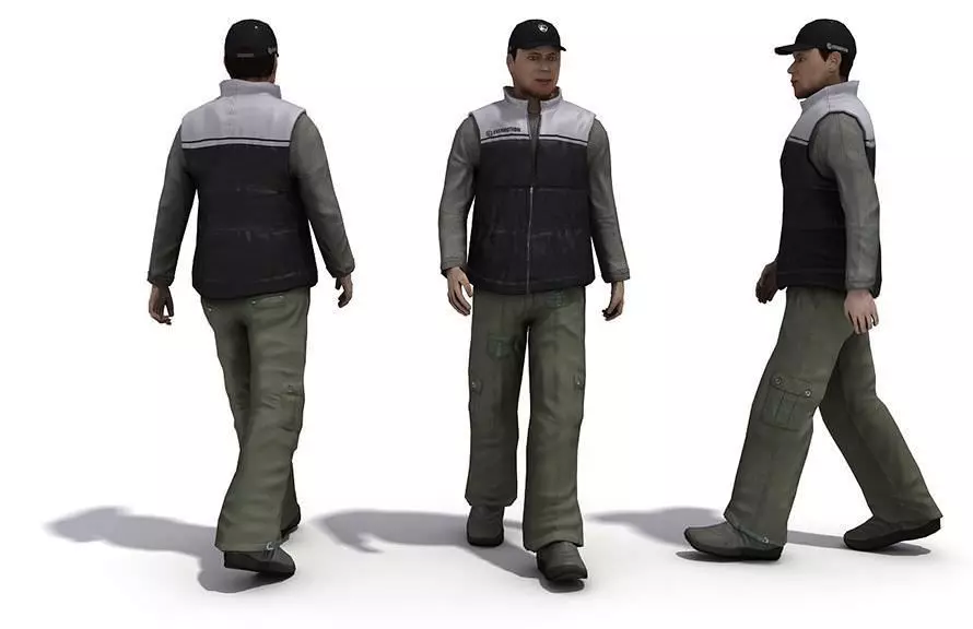 Realistic People Collection man in vest and hat 3D model
