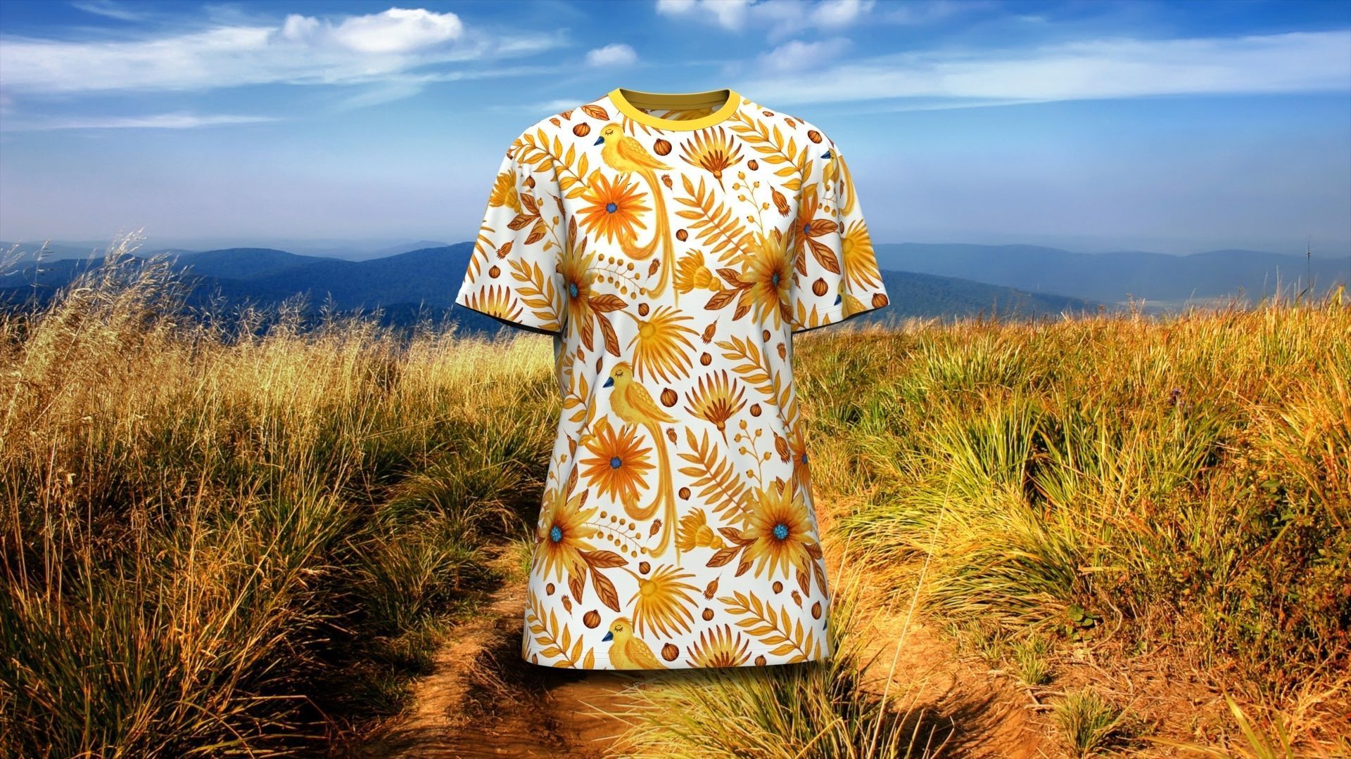 Round Neck Womens T-Shirts 3D model_7