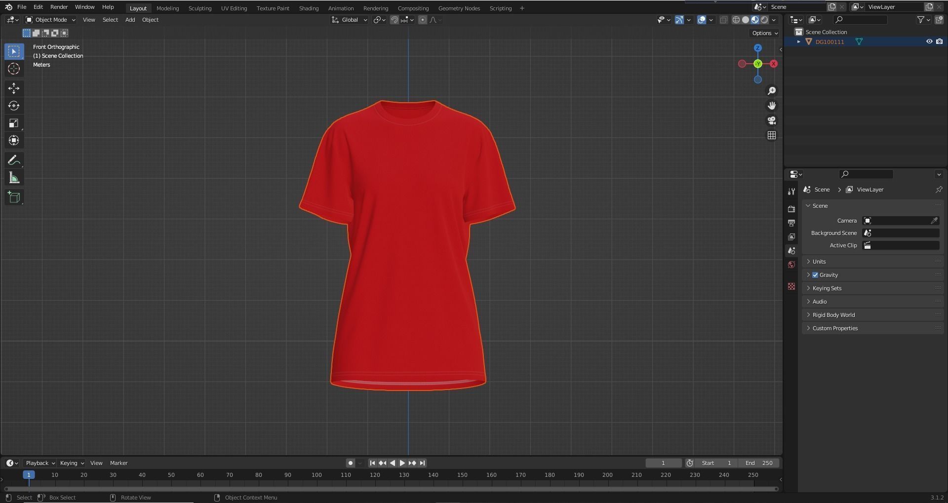 Round Neck Womens T-Shirts 3D model_16