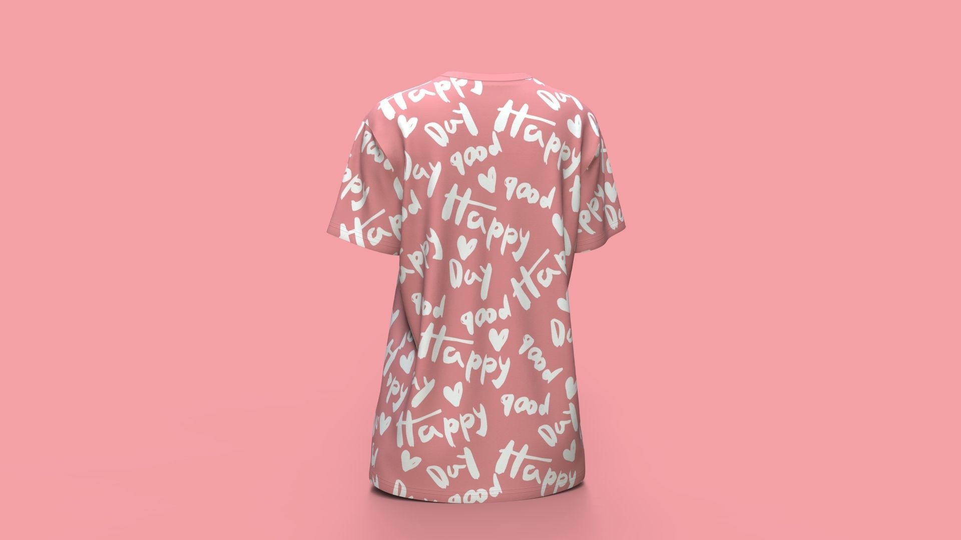 Round Neck Womens T-Shirts 3D model_3