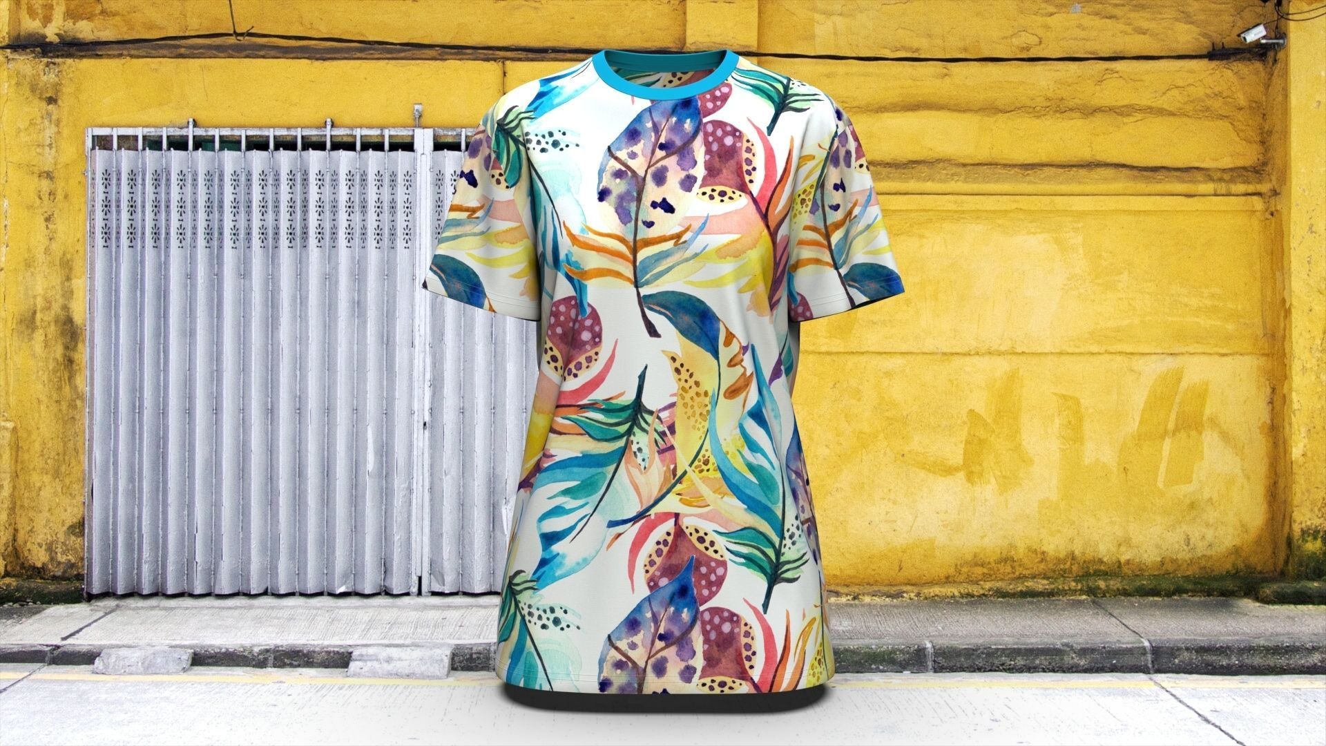 Round Neck Womens T-Shirts 3D model_6