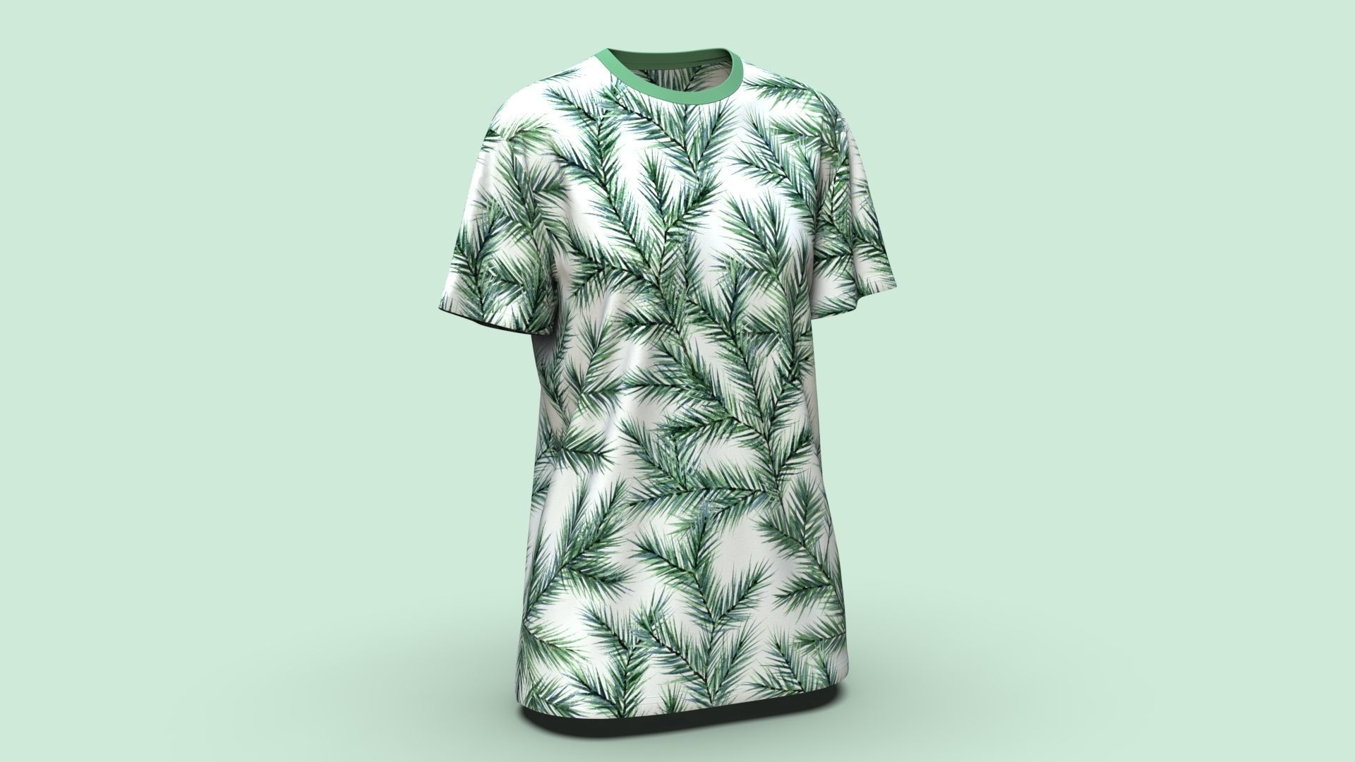 Round Neck Womens T-Shirts 3D model_4