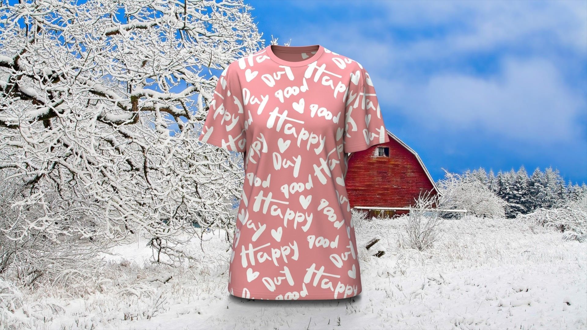 Round Neck Womens T-Shirts 3D model_11