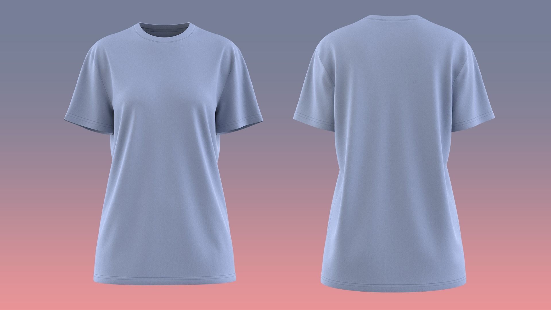 Round Neck Womens T-Shirts 3D model_1