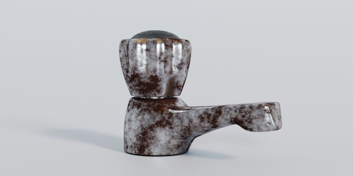 Faucet ceramic figurine with glass ball in middle 3D model_2